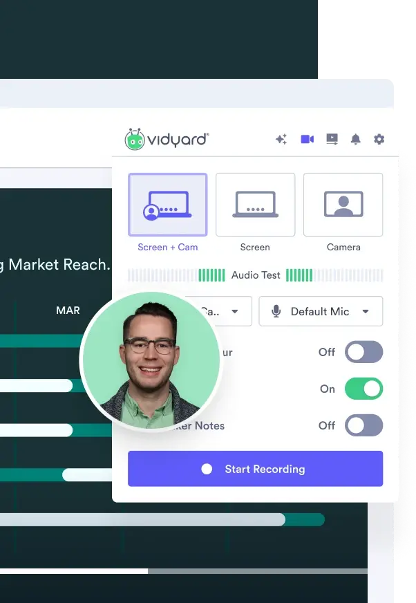 An example of a person creating a screen recording video with Vidyard